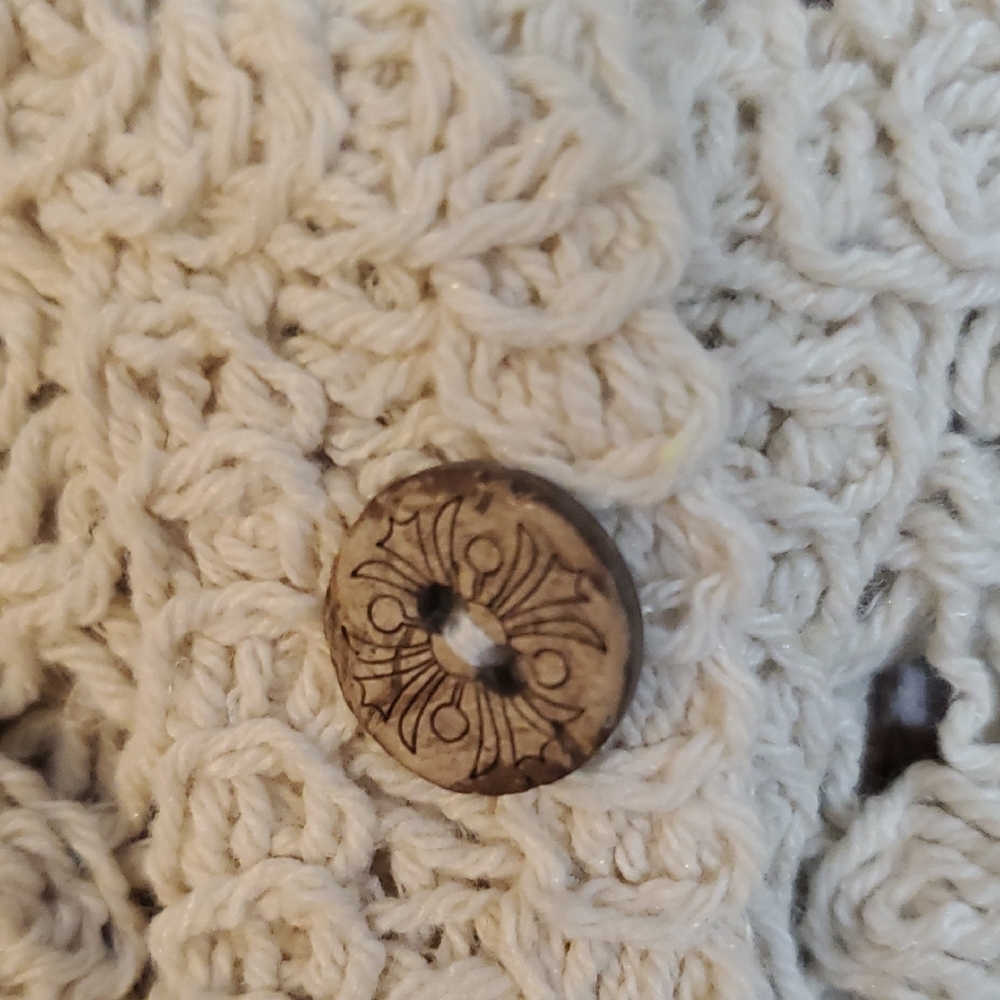 Rebellion Again Crochet Crop Tank Top Sunflowers Cream M Button Cottagecore - Picture 9 of 10